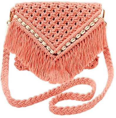 PRIMAH Pink Shoulder Bag Handmade Crossbody Sling/Clutch Bag for Women,Tassel Handbags