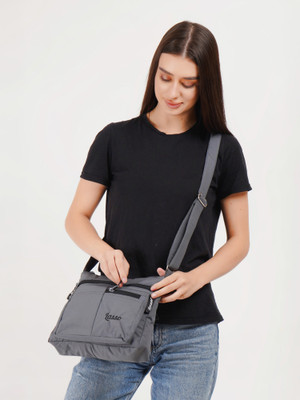 Lasso Grey Sling Bag Stylish Multi-Pocket Crossbody For Women's and Girls