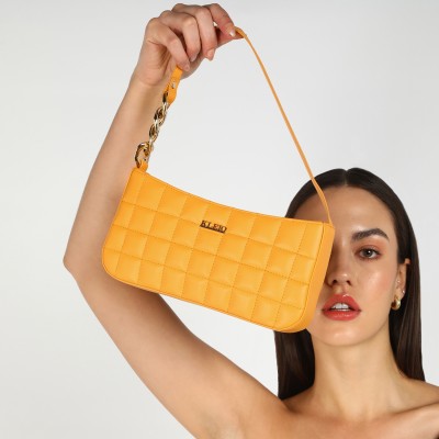 KLEIO Yellow Sling Bag Vegan Quilted Shoulder Bag