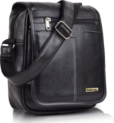 Safari go Black Sling Bag Vegan Leather sling bag for men