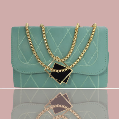 MST impex Green Sling Bag Rectangle Fitting Chain Sling Bag For Women