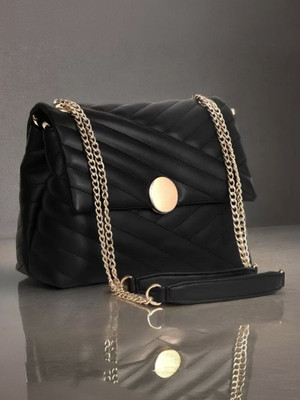 Ross Brown Black Sling Bag Quilted stitch s