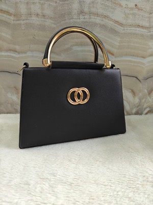 G GLAMORA Black Sling Bag Elegant Handheld Sling Bag with Golden Handle for Women
