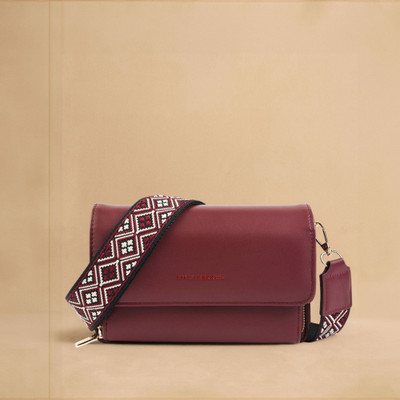 LINO PERROS Maroon Sling Bag Voyage Mini Boho Cherry Sling Bag