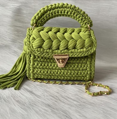 JNT Green Sling Bag HANDMAD MOSS GREEN COTTON PRUS FOR WOMEN