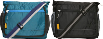 Blowzy Blue, Black Sling Bag Stylish Sling Cross Body Travel Messenger Bag with MultiPocket Zip Closure(Pack of 2)