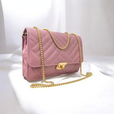 clarisjames Pink Sling Bag Pink color trendy casual PU leather design slingbag