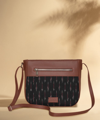 ZOUK Black Sling Bag Ikat GreRed U Shaped Sling Bag