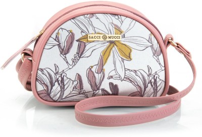 Sacci Mucci Pink Sling Bag Printed Handcrafted Crossbody Rainbow Sling Bag, Sling Bag Magnolia