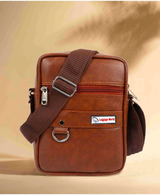 LUGGAGE WORLD Tan Sling Bag Cross-Body Sling Kit Messenger Bag|Side Bag|Men Women Stylish Small Travel