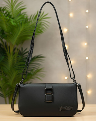 ROYALTRADERS Black Sling Bag Glam-Buckle-Smooth-Tan