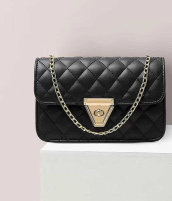 ARNLC Black, Gold Sling Bag For Women With Adjustable strap (2L Capacity,1 Compartemnt)