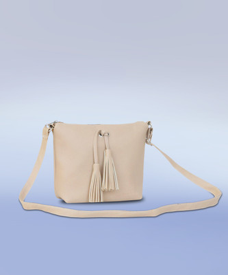 Leather Land Beige Sling Bag American TASSEL Sling In BEIGE