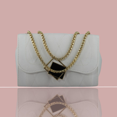MST impex White Sling Bag Rectangle Fitting Chain Sling Bag For Women