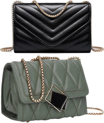 Bag ward Black, Green Sling Bag Stylish Fancy Unique Design Sling Bag For Women's/Girls(Pack of 2)
