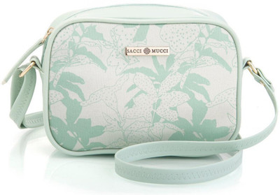 Sacci Mucci Blue Sling Bag Stylish Box Sling Bag |Cross Body Sling Box Bags -Allamanda Floral Design Printt