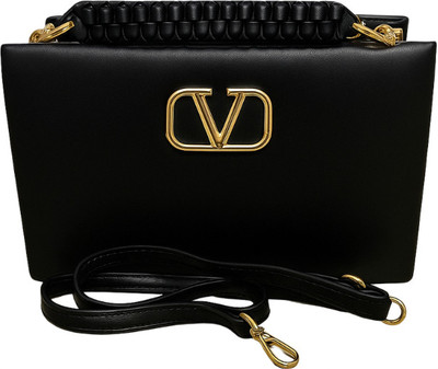 SWAG WALI SAHELI Black Sling Bag Trendy Stylish Women’s Crossbody Handbag with Gold-Tone Finish