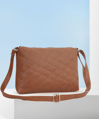 Leather Land Tan Sling Bag Italian Barfi sling in Tan
