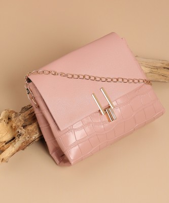 Haute Sauce Pink Sling Bag Pink Textured Vegan Leather Sling Bag