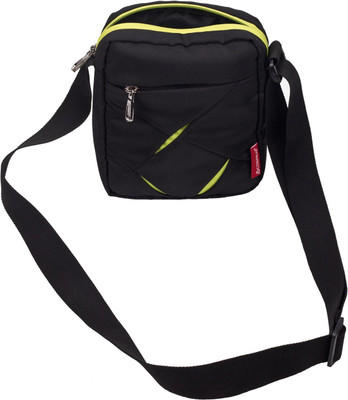 Cosmus Black Sling Bag Index-Small Bag for Mobile & Wallet - Black - P Green