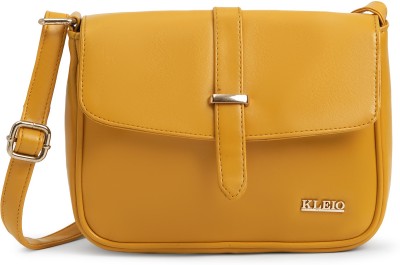 KLEIO Yellow Sling Bag Stylish PU Sling Bag for Womem / Girls (Yellow) (HO8016KL-YE)