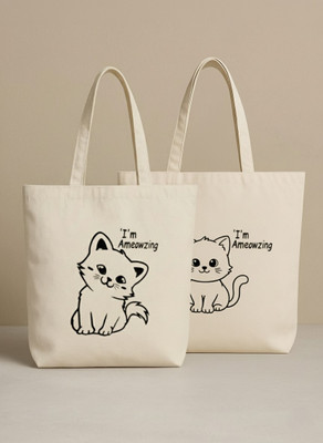 Kyraa White Tote Reusable Canvas Cotton Bags for Women | Eco Tote Shopping(Pack of 2)