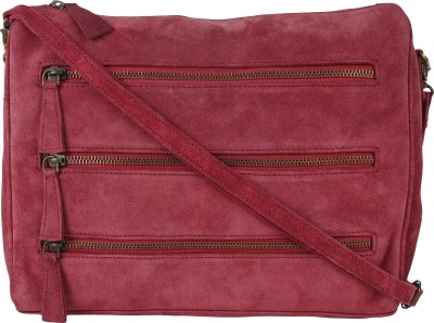 Antin Maroon Sling Bag Burgundy Genuine Suede Leather Multi Pocket Sling Bag Shoulder Bag