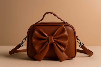 BAKR Brown Hand-held Bag Stylish Handbag With Big Dow Design For Women & Girls