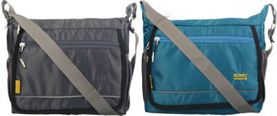 Blowzy Grey, Blue Sling Bag Sling Cross Body Travel Office Business Messenger one Side Shoulder Bag(Pack of 2)