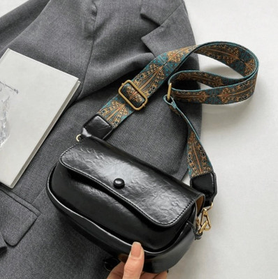 HaveGlam Black Sling Bag Trendy korean sling bag with long and adjustable designer strap.