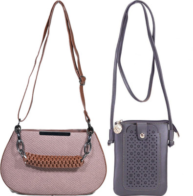 Despacito Maroon, Grey Sling Bag Elegant sling bag(Pack of 2)