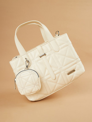 Ginger by Lifestyle Beige Hand-held Bag Structured Handheld Bag with Quilted