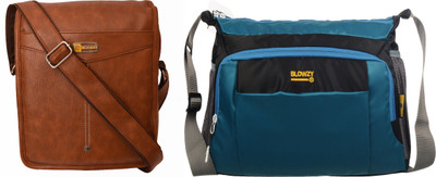 Blowzy Blue, Black, Tan Sling Bag Cross Body men's sling bag(Pack of 2)