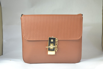 ROGAN Brown Sling Bag Lightweight Regular Use Rexin Zipper Sling Bag for Women