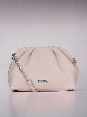 toteteca White Sling Bag Pleated Sling Bag