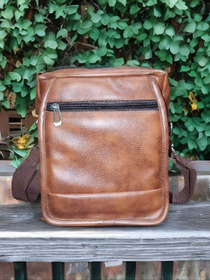 TajHub Brown Sling Bag | Leather Sling Bag