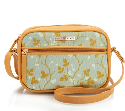Sacci Mucci Yellow Sling Bag Sling bag-Floral Tree Twig Print Design