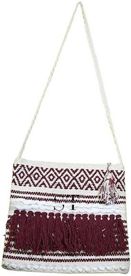 SHAZ TRADERS Maroon Tote Bag - Jute and Cotton - All purpose Shoulder and Handbag for Women