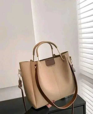 VirtualCart Beige Hand-held Bag Casual Women’s Shoulder Bag in pu-Leather- Spacious Tote