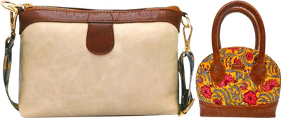 Dakota Yellow, Beige Sling Bag STYLISH Bohemian Handbag for Girls & Womens(Pack of 2)