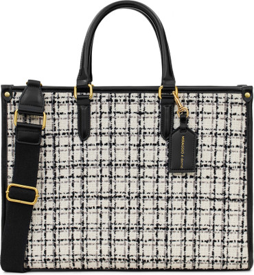 Miraggio White, Black Tote Denice Tweed Tote Bag with Detachable & Adjustable Crossbody Strap