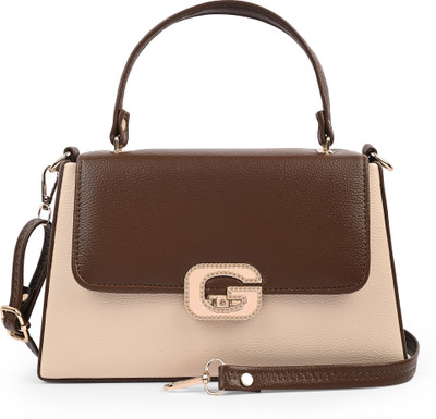 CLASKO Beige Hand-held Bag Handbag with Crossbody Sling Strap Ladies purse Stylish Shoulder Bag