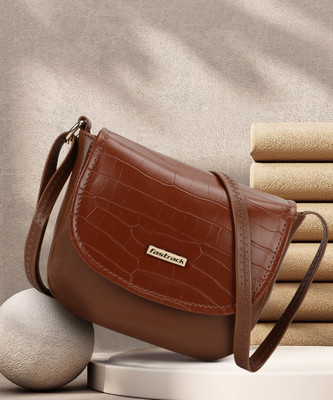 Fastrack Tan Sling Bag Croco Textured