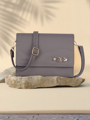 Reshu Grey Sling Bag Cross-Body With Adjustable Shoulder Strap & 3 pockets