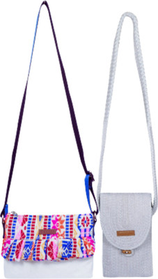 ENSAC Multicolor, Blue Sling Bag JUTEROPE-MOBILEcSKY-1_RUFFLEcMULTI-2(Pack of 2)