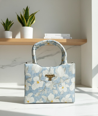 ROYALTRADERS Blue Sling Bag Glam-Floral-Canvas-Tote