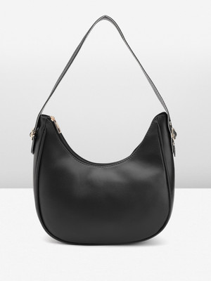 Fabbhue Black Shoulder Bag Solid Half Moon