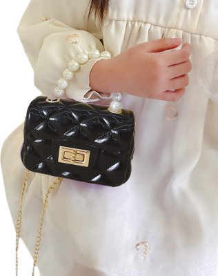 BABYMOON Black Sling Bag Kids Jelly Sling Purse Fashion Handbag – Black