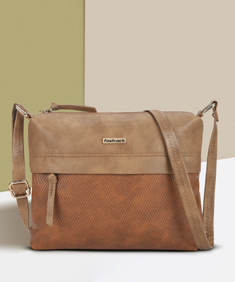 Fastrack Tan Sling Bag Textured