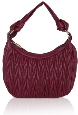 ABSECOM Red Hand-held Bag Faux Leather Textured Adjustable Long Belt Handbag